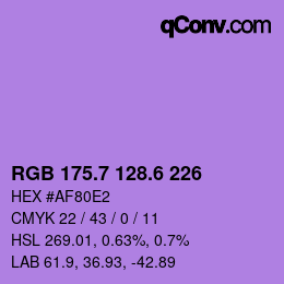 カラーコード: RGB 175.7 128.6 226 | qconv.com
