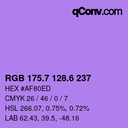 カラーコード: RGB 175.7 128.6 237 | qconv.com