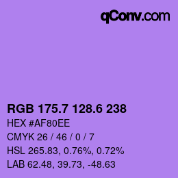 カラーコード: RGB 175.7 128.6 238 | qconv.com