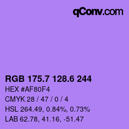 カラーコード: RGB 175.7 128.6 244 | qconv.com