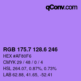 カラーコード: RGB 175.7 128.6 246 | qconv.com