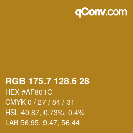 カラーコード: RGB 175.7 128.6 28 | qconv.com