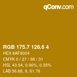 カラーコード: RGB 175.7 128.6 4 | qconv.com