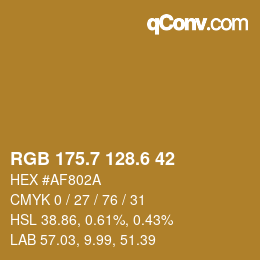カラーコード: RGB 175.7 128.6 42 | qconv.com
