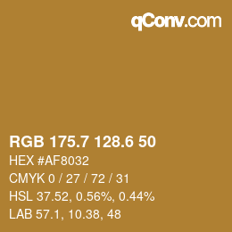 カラーコード: RGB 175.7 128.6 50 | qconv.com