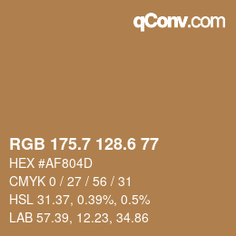 カラーコード: RGB 175.7 128.6 77 | qconv.com
