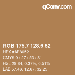 カラーコード: RGB 175.7 128.6 82 | qconv.com
