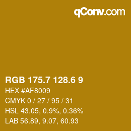 カラーコード: RGB 175.7 128.6 9 | qconv.com