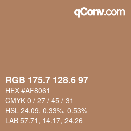 カラーコード: RGB 175.7 128.6 97 | qconv.com