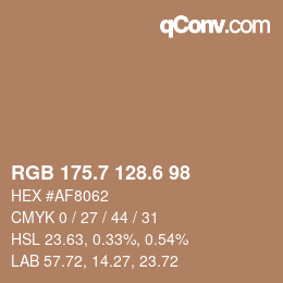 カラーコード: RGB 175.7 128.6 98 | qconv.com