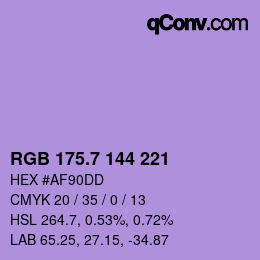 カラーコード: RGB 175.7 144 221 | qconv.com