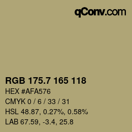 カラーコード: RGB 175.7 165 118 | qconv.com