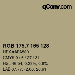 カラーコード: RGB 175.7 165 128 | qconv.com