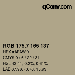 カラーコード: RGB 175.7 165 137 | qconv.com