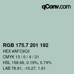 カラーコード: RGB 175.7 201 192 | qconv.com