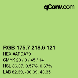 カラーコード: RGB 175.7 218.6 121 | qconv.com