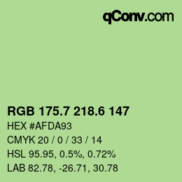 カラーコード: RGB 175.7 218.6 147 | qconv.com