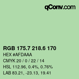 カラーコード: RGB 175.7 218.6 170 | qconv.com