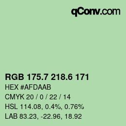 カラーコード: RGB 175.7 218.6 171 | qconv.com