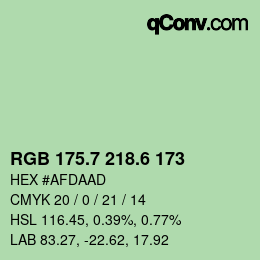 カラーコード: RGB 175.7 218.6 173 | qconv.com