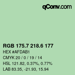カラーコード: RGB 175.7 218.6 177 | qconv.com