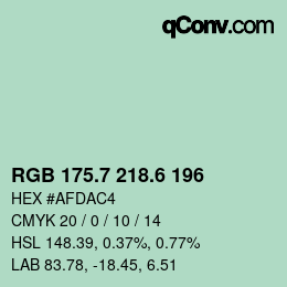 カラーコード: RGB 175.7 218.6 196 | qconv.com