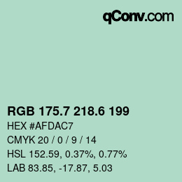 カラーコード: RGB 175.7 218.6 199 | qconv.com