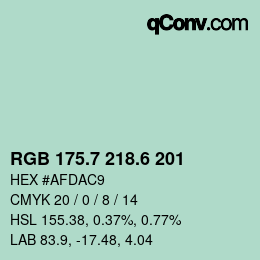 カラーコード: RGB 175.7 218.6 201 | qconv.com