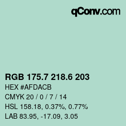 カラーコード: RGB 175.7 218.6 203 | qconv.com