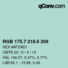 カラーコード: RGB 175.7 218.6 209 | qconv.com