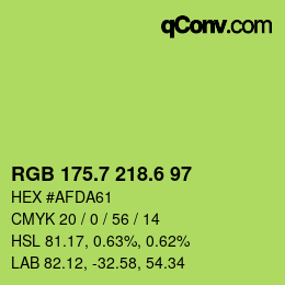 カラーコード: RGB 175.7 218.6 97 | qconv.com