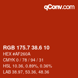 カラーコード: RGB 175.7 38.6 10 | qconv.com