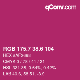 カラーコード: RGB 175.7 38.6 104 | qconv.com