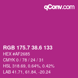 カラーコード: RGB 175.7 38.6 133 | qconv.com