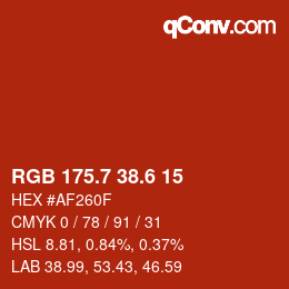 カラーコード: RGB 175.7 38.6 15 | qconv.com