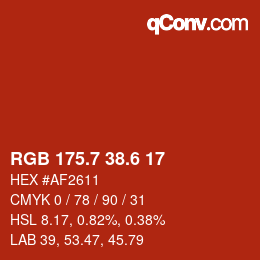 カラーコード: RGB 175.7 38.6 17 | qconv.com