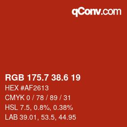 カラーコード: RGB 175.7 38.6 19 | qconv.com