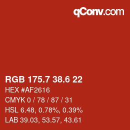 カラーコード: RGB 175.7 38.6 22 | qconv.com