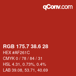 カラーコード: RGB 175.7 38.6 28 | qconv.com