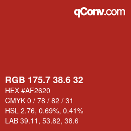 カラーコード: RGB 175.7 38.6 32 | qconv.com