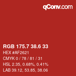 カラーコード: RGB 175.7 38.6 33 | qconv.com