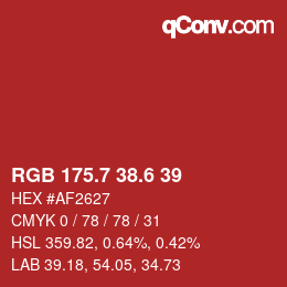 カラーコード: RGB 175.7 38.6 39 | qconv.com