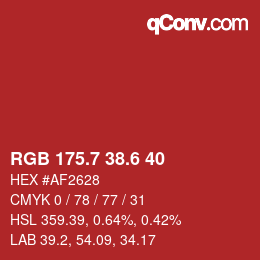 カラーコード: RGB 175.7 38.6 40 | qconv.com