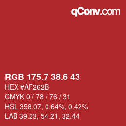 カラーコード: RGB 175.7 38.6 43 | qconv.com
