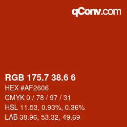 カラーコード: RGB 175.7 38.6 6 | qconv.com