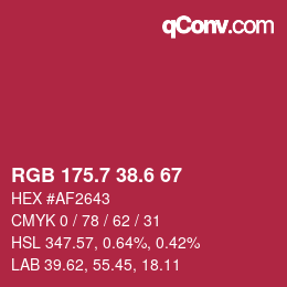 カラーコード: RGB 175.7 38.6 67 | qconv.com