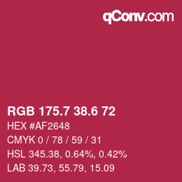 カラーコード: RGB 175.7 38.6 72 | qconv.com