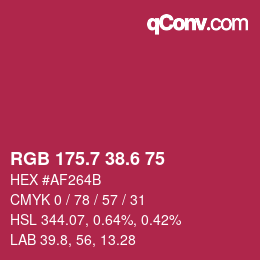 カラーコード: RGB 175.7 38.6 75 | qconv.com