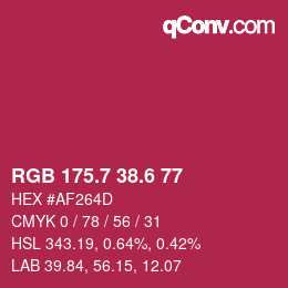 カラーコード: RGB 175.7 38.6 77 | qconv.com
