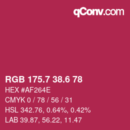 カラーコード: RGB 175.7 38.6 78 | qconv.com
